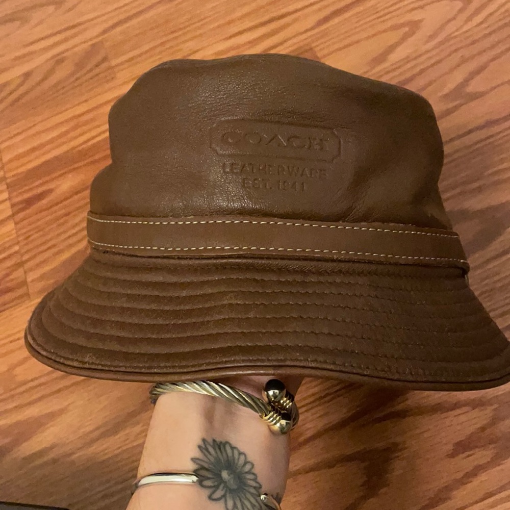 Coach leather bucket hat